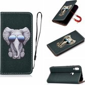 Voor Huawei P Smart (2019) 3D Schilderen Horizontale Flip Leren Case met Houder & Kaartsleuf & Lanyard (Olifant)