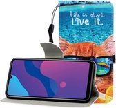 Voor Huawei Enjoy 10S Gekleurde Tekening Horizontale Flip Leren Case met Houder & Kaartsleuf & Portemonnee (Onderwater Kat)