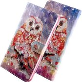 3D Gekleurde Tekening Patroon Horizontale Flip Leren Case met Houder & Kaartsleuven & Portemonnee & Lanyard voor Galaxy A80 / A90 (Gekleurde Uil)