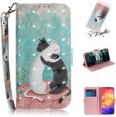 3D Gekleurde Tekening Horizontale Flip Leren Case met Houder & Kaartsleuven & Portemonnee Voor Galaxy S10e (Zwart Witte Kat)