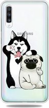 Voor Galaxy A50 3D-patroon afdrukken Extreem transparante TPU-telefoonhoes (zelfportret hond)