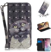 3D Gekleurde Tekening Horizontale Leren Flip Case, met Houder & Kaartsleuf & Portemonnee Voor Galaxy Note 10 Plus (Embrace Cat)