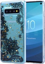 Cartoon patroon goudfolie stijl Dropping Glue TPU zachte beschermhoes voor Galaxy S10 + (zwart kant)