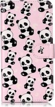 Olie Reliëf Gekleurd Tekening Patroon Horizontale Flip PU Leren Case met Houder & Kaartsleuven & Portemonnee & Fotolijst Voor Galaxy A60 / M40 (Panda's)