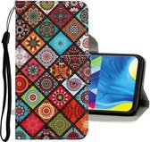 Voor Samsung Galaxy A20e Gekleurde Tekening Patroon Horizontale Flip Leren Case met Houder & Kaartsleuven & Portemonnee (Ruit)