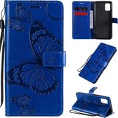 Voor Samsung Galaxy A31 3D vlinders reliëf patroon horizontaal flip lederen tas met houder & kaartsleuf & portemonnee (blauw)