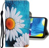 Voor Samsung Galaxy A20s Gekleurde tekening patroon Horizontale flip lederen tas met houder & kaartsleuven & portemonnee (kamille)