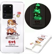 Voor Samsung Galaxy S20 Ultra Luminous TPU zachte beschermhoes (katten)