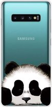 Voor Samsung Galaxy S10 + gekleurd tekeningpatroon zeer transparant TPU beschermhoes (panda)