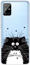 Voor Samsung Galaxy A51 5G gekleurd tekeningpatroon zeer transparant TPU beschermhoes (zwart-witte rat)