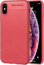 Litchi Texture TPU schokbestendig hoesje voor iPhone XS Max (rood)