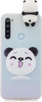 Voor Galaxy A21 schokbestendig gekleurd geschilderd liggend cartoon TPU beschermhoes (smiley panda)