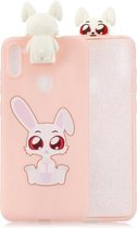 Voor Galaxy A11 Cartoon schokbestendige TPU beschermhoes met houder (Big Eared Rabbit)