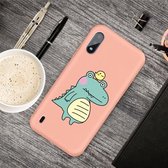 Voor Galaxy A01 Cartoon dier patroon schokbestendig TPU beschermhoes (oranje krokodil vogel)