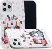 Voor iPhone 12/12 Pro Lichtgevende TPU zachte beschermhoes (paar eenhoorn)