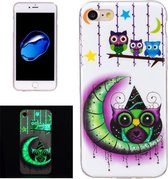 Voor iPhone 8 & 7 Noctilucent Moon and Owls Pattern IMD Vakmanschap Soft TPU Cover Case