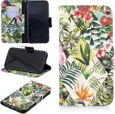 3D-gekleurde tekening patroon horizontale flip lederen hoes voor iPhone XR, met houder & kaartsleuven & portemonnee (bananenblad)