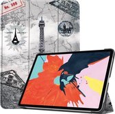 Voor iPad Air 2020 10.9 Gekleurde Tekening Horizontale Flip Leren Case met Drie-vouwbare Houder & Slaap / Wekfunctie (Eiffeltoren)