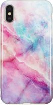 TPU-beschermhoes voor iPhone X & XS (roze groen marmer)