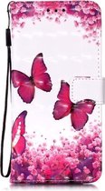 Voor Huawei P40 Lite 3D Schilderen Horizontale Flip Leren Case met Houder & Card Slot & Portemonnee & Lanyard (Rose Butterfly)