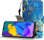 Voor Huawei Honor Play 4T Pro Gekleurde Tekening Horizontale Flip Lederen Case met Houder & Kaartsleuf & Portemonnee (jade Vlinder)