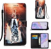 Voor Huawei nova 7 5G Schilderen Horizontale Flip Leren Case met Houder & Kaartsleuf & Portemonnee & Lanyard (Kat en Tijger)