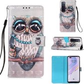 Voor Huawei nova 7 Pro 5G 3D Schilderen Horizontale Flip Leren Case met Houder & Kaartsleuf & Lanyard (Uil)
