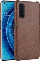 Voor Oppo Find X2 schokbestendige krokodiltextuur pc + PU-hoes (bruin)