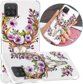 Voor Samsung Galaxy A12 (EU-versie) Lichtgevende TPU beschermhoes voor mobiele telefoon (Flower Deer)