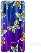 Voor Huawei Honor 20 Lite gekleurd tekeningpatroon zeer transparant TPU beschermhoes (gouden vlinder)