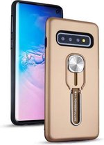 Schokbestendige TPU + pc-beschermhoes met houder voor Galaxy S10 + (goud)