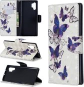 3D-gekleurde tekening patroon horizontale flip lederen tas met houder & kaartsleuven & portemonnee voor Galaxy Note10 + (vlinders)