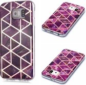Voor Galaxy S6 Plating Marble Pattern Soft TPU beschermhoes (paars)