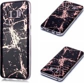 Voor Galaxy S8 Plating Marble Pattern Soft TPU beschermhoes (zwart goud)