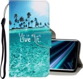 Voor Sony Xperia XZ3 3D Gekleurde Tekening Horizontale Flip PU Lederen Case met Houder & Kaartsleuven & Portemonnee (Kokospalm)