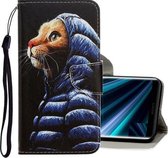 Voor Sony Xperia 20 3D Gekleurde Tekening Horizontale Flip PU Lederen Case met Houder & Kaartsleuven & Portemonnee (Donsjack Kat)