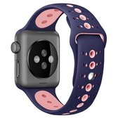 Voor Apple Watch Series 6 & SE & 5 & 4 44mm / 3 & 2 & 1 42mm Tweekleurige poreuze siliconen horlogeband (paars roze)