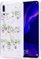 Cartoon patroon goudfolie stijl Dropping Glue TPU zachte beschermhoes voor Huawei Y7 (2019) (Panda)