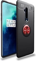 Voor OnePlus 7T Pro lenuo schokbestendige TPU beschermhoes met onzichtbare houder (zwart rood)