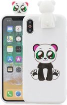 Voor iPhone XR Cartoon schokbestendig TPU beschermhoes met houder (Panda)