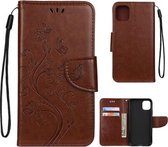 Voor iPhone 11 Pro Max Butterfly Flower Pattern Horizontale Flip Leather Case met houder & kaartsleuven & portemonnee (bruin)