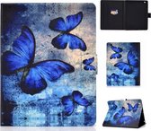 Gekleurde tekening Universal Voltage Craft Cloth TPU beschermhoes, met houder & slaap- / wekfunctie & kaartsleuven & antislipstrip voor iPad 2/3/4 (vlinder)