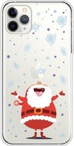 Voor iPhone 11 Pro Max Trendy Leuke Kerst Patroon Case Clear TPU Cover Telefoon Gevallen (Kerstman met Open Handen)