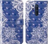 Voor OnePlus 8 Pro 3D-schilderij Gekleurd tekeningpatroon Horizontaal Flip TPU + PU-lederen hoes met houder & kaartsleuven & portemonnee & lanyard (wit kant)