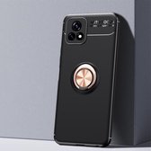 Voor vivo Y52s metalen ringhouder 360 graden roterende TPU-hoes (zwart + roségoud)