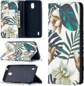 Voor Nokia 1.3 Gekleurde Tekening Patroon Onzichtbare Magnetische Horizontale Flip PU Lederen Case met Houder & Kaartsleuven & Portemonnee (Rode Bladeren)