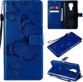 Voor Motorola Moto G9 Play 3D Vlinders Embossing Patroon Horizontale Flip Leren Case met Houder & Kaartsleuf & Portemonnee (Blauw)