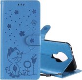 Voor Nokia 3.4 Cat Bee Embossing Pattern Schokbestendige horizontale flip lederen tas met houder & kaartsleuven & portemonnee (blauw)