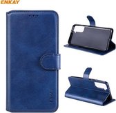 Voor Samsung Galaxy S21 + 5G ENKAY Hat-Prince horizontale flip PU lederen tas met houder & kaartsleuven en portemonnee (donkerblauw)