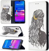 Voor Huawei Y6 (2019) Gekleurde Tekening Patroon Onzichtbare Magnetische Horizontale Flip PU Lederen Case met Houder & Kaartsleuven & Portemonnee (Meisje)